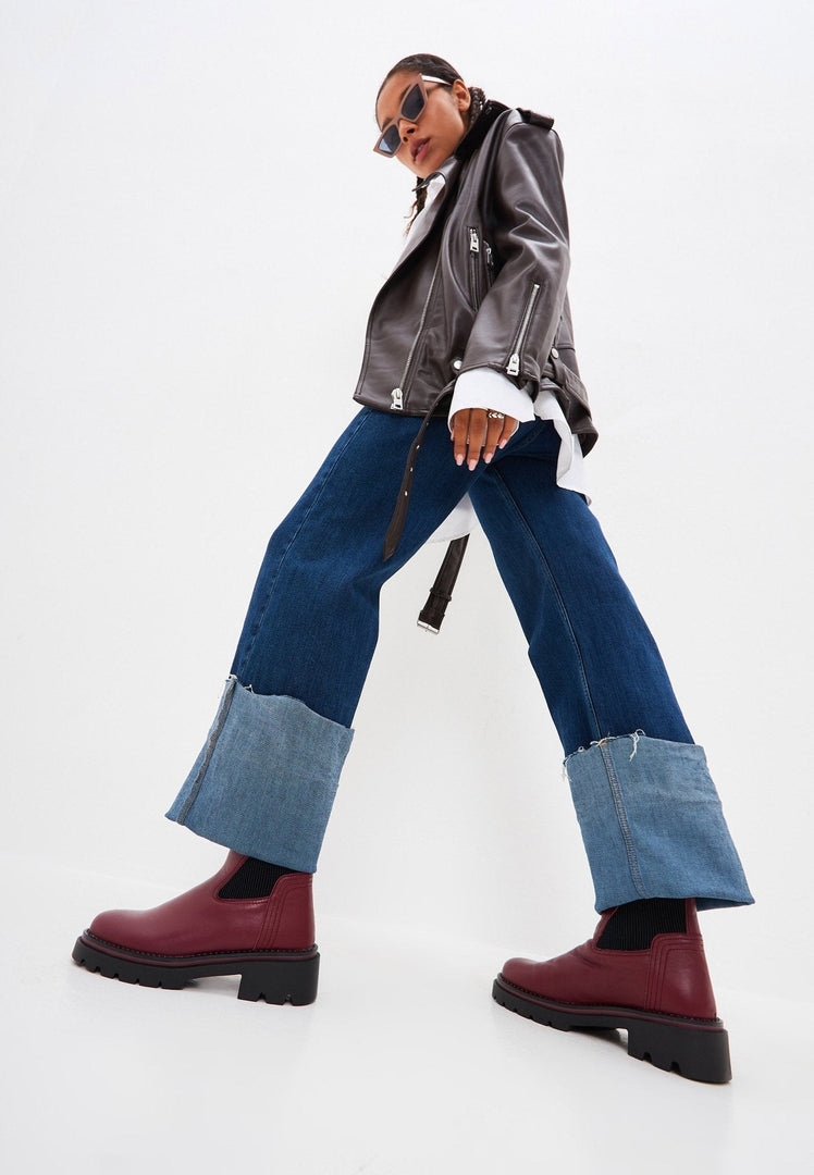 Klassische Plateau-Stiefeletten - Bordeaux