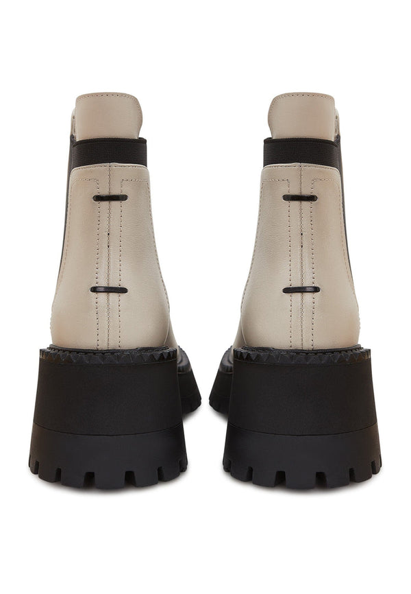 Platform Chunky Chelsea Boots - Beige