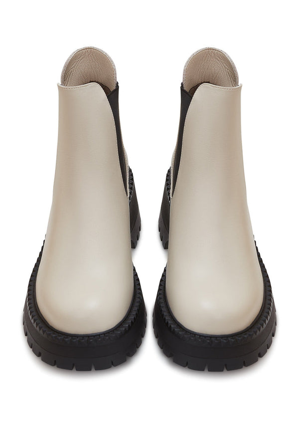 Platform Chunky Chelsea Boots - Beige