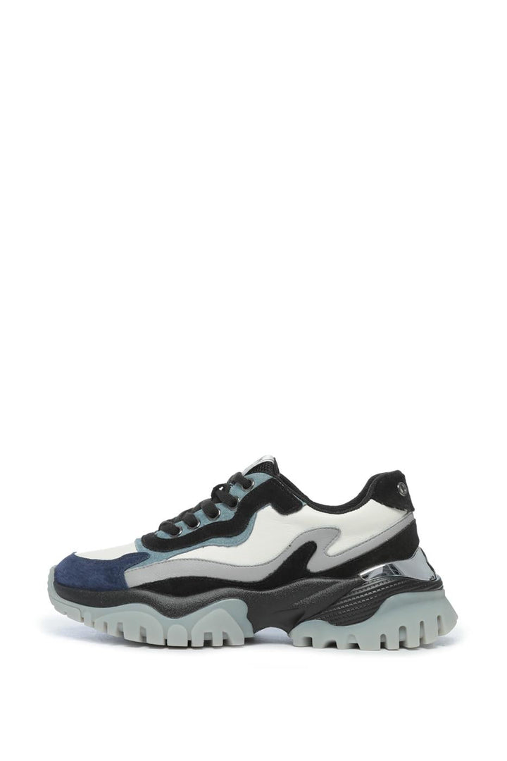 A collection of trendy multi-panel chunky sneakers making a fashion statement.