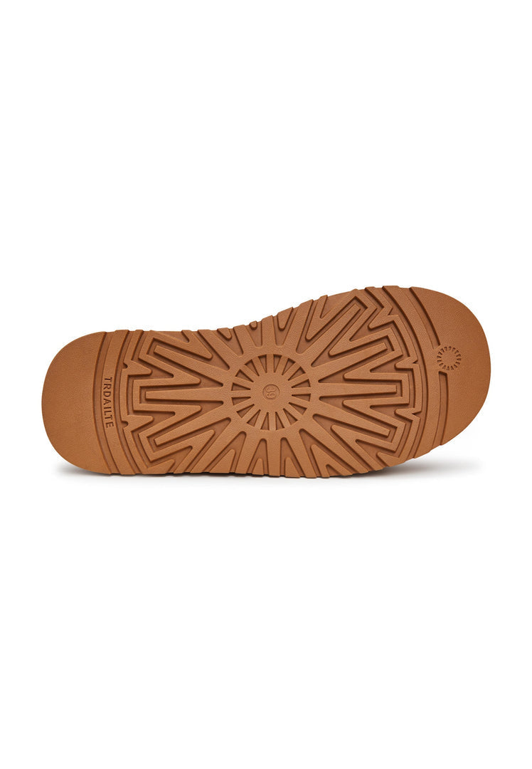 A pair of stylish brown suede winter boots with platform heels, perfect for fashionable winter outfits.
