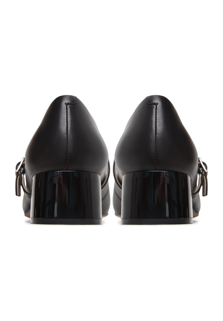 A pair of elegant black Mary Jane heels, also known as Briar Mary Janes, classic and timeless.