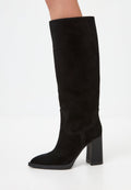 Eleganckie kozaki za kolano z blokowym obcasem Bambi - Czarne