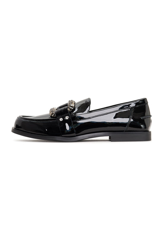 Mocassins avec ornements en cristal Bagheera - Noir verni