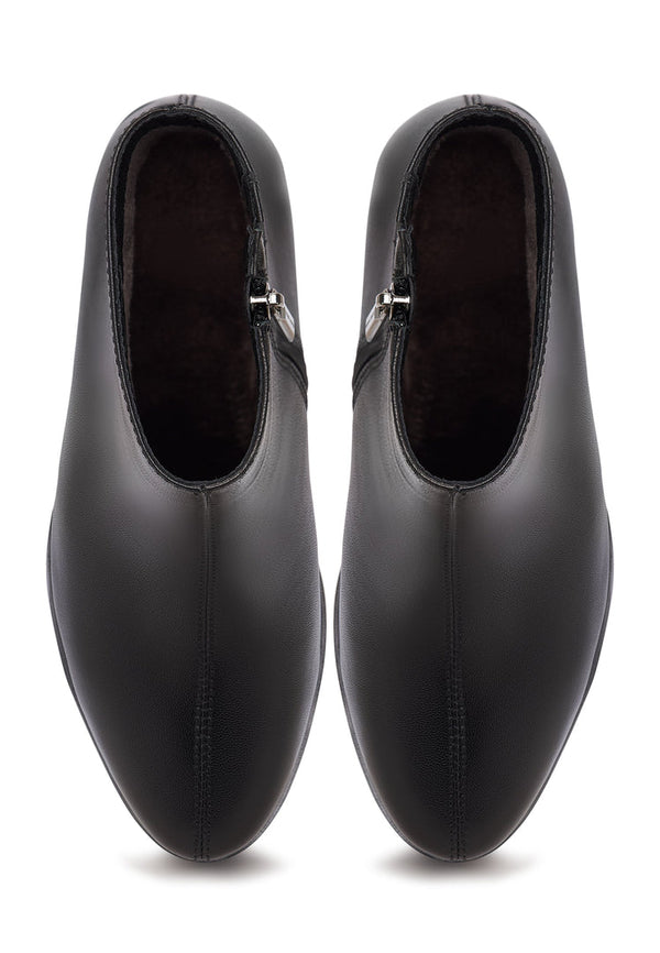 Soft Leather Heel Boots Ella - Black