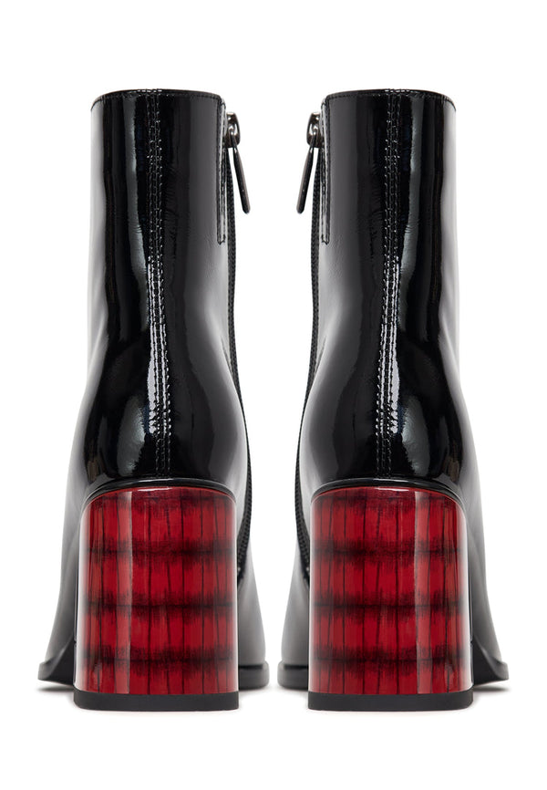 Soft Leather Heel Boots Ella - Patent Black