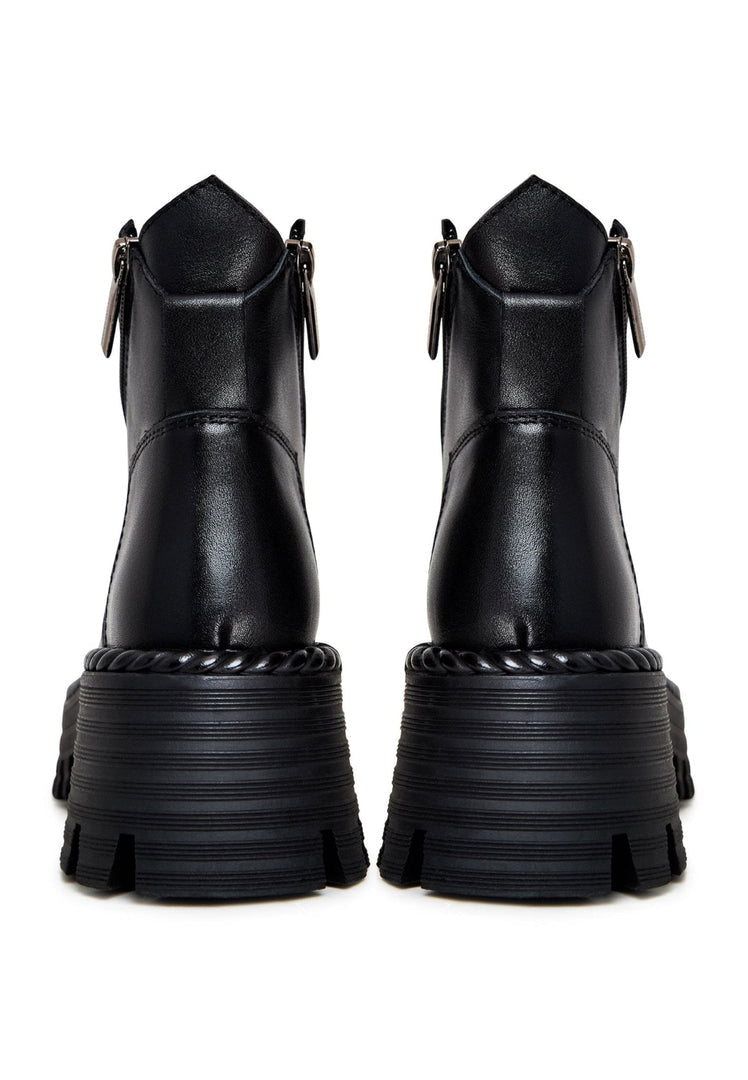 Stylish Lace-up Ankle Boots - Black