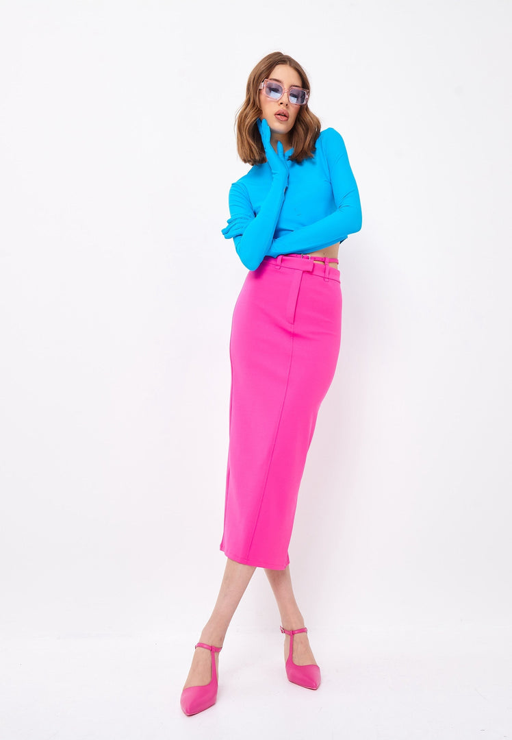 A pair of elegant women's fuchsia heels, showcasing luxe pumps in high-end footwear.