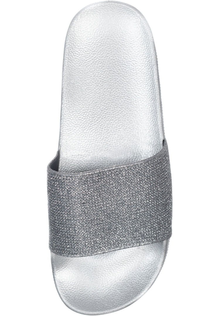 A stylish pair of silver platform flip flops for women's fashion, perfect for summer outings.