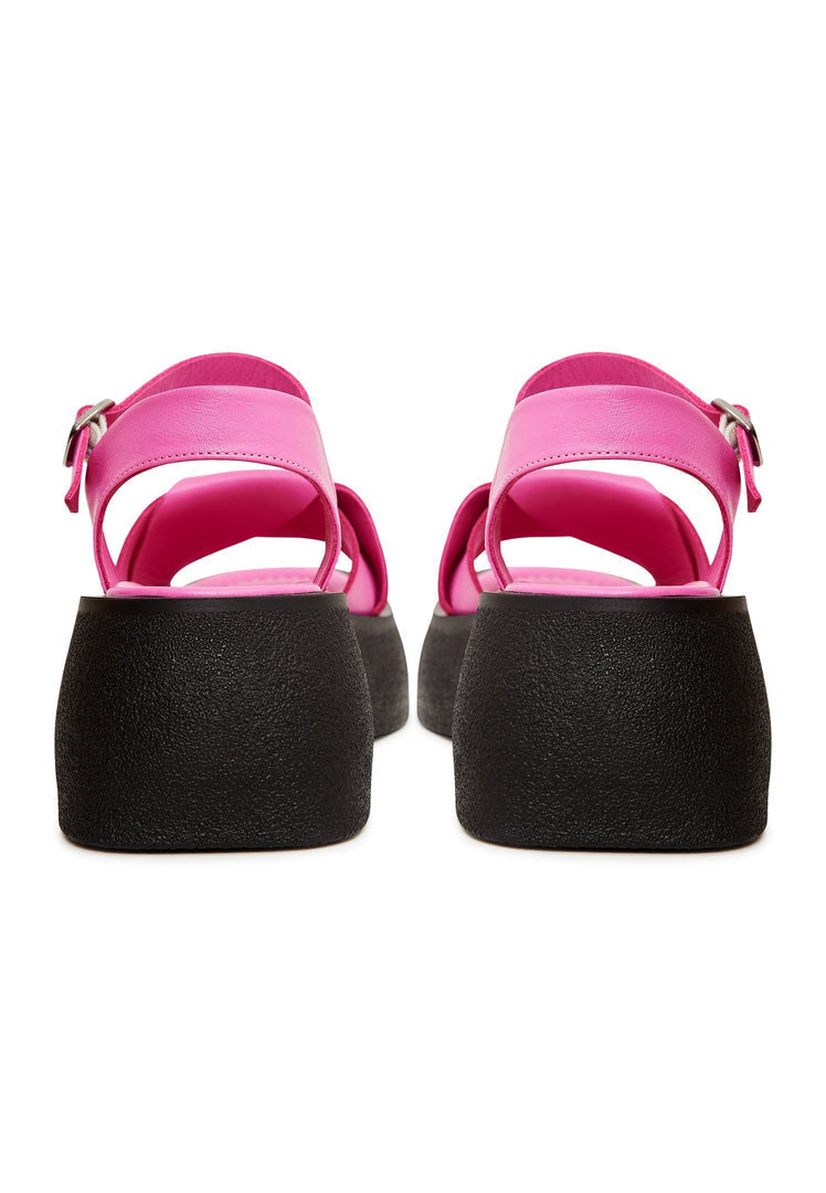 Leather Platform Sandals - Fuchsia