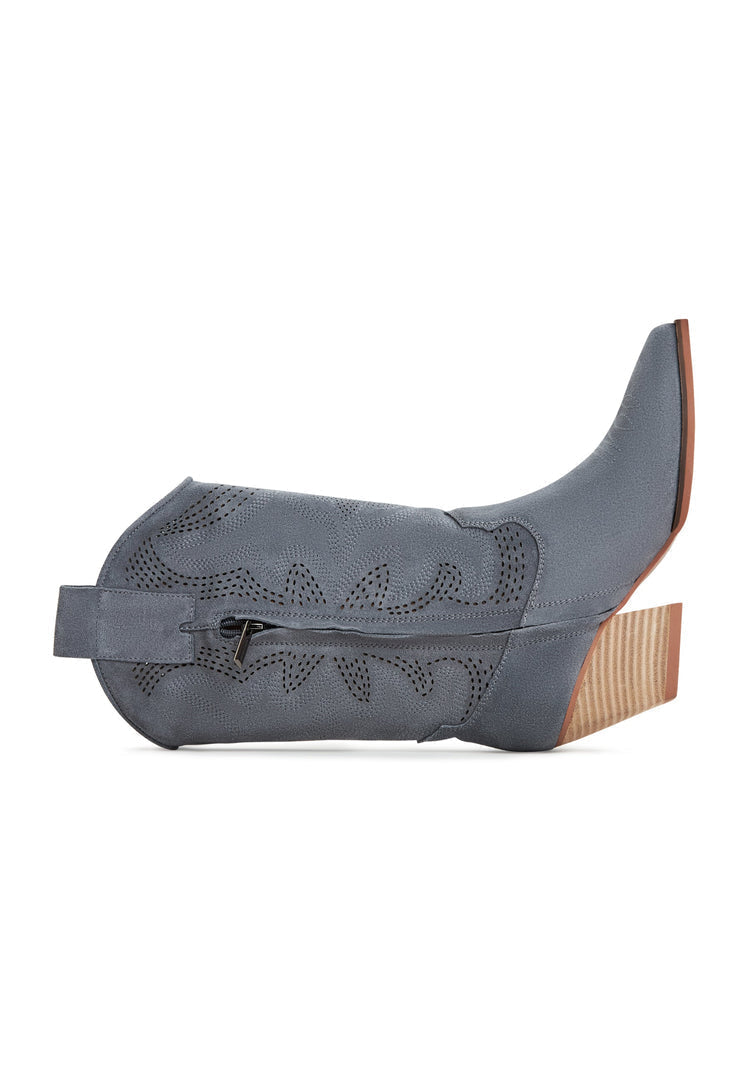 A stylish pair of Mariana grey suede cowboy boots, perfect for women looking for fashion-forward grey cowboy boots with a western flair.