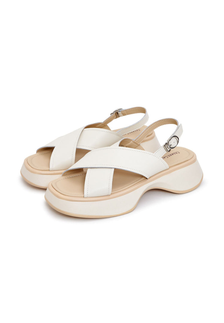 Leather Platform Sandals Tuti - White