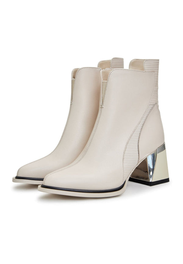 【送料&関税込】Off-White Spring Heel Ankle Boots Block Heel Ankle Boots - Off white 100% Leather buy on