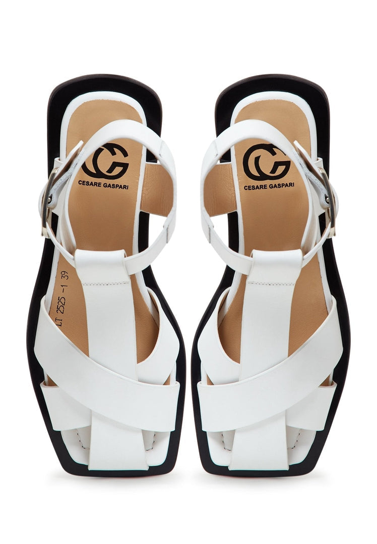 Ankle cuff Flat Sole Sandals - White