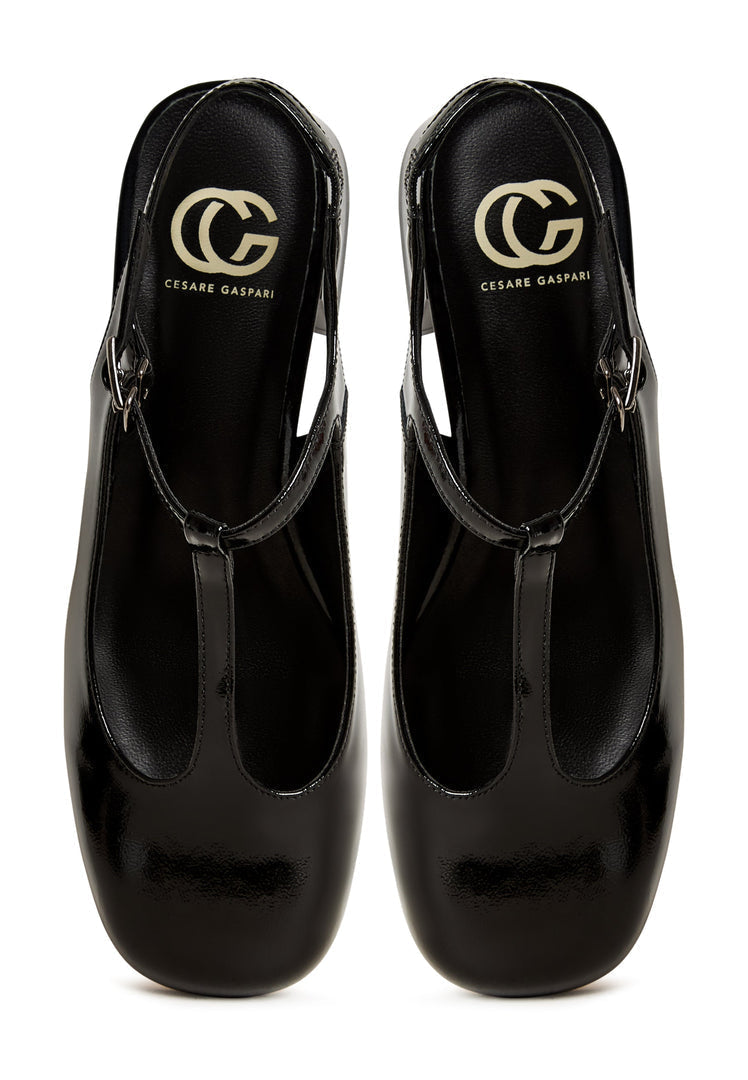 A stylish pair of black slingback pumps, the Irina slingback pumps, perfect for any outfit. These designer black pumps are must-have women's slingback heels.