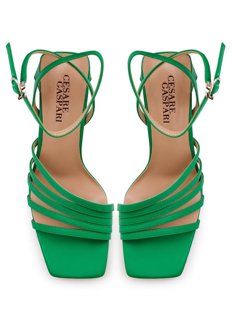 A stylish pair of chunky green comfort sandals, perfect for summer days and trendy fashion.