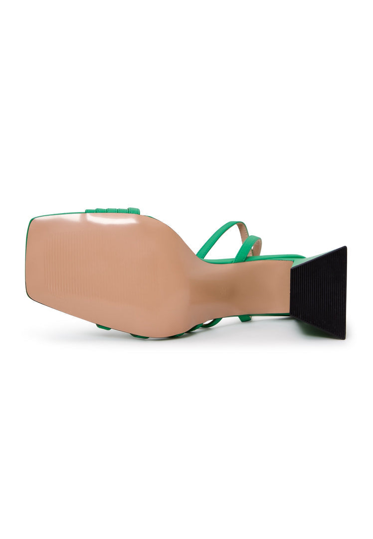 A stylish pair of chunky green comfort sandals, perfect for summer and on-trend fashion.