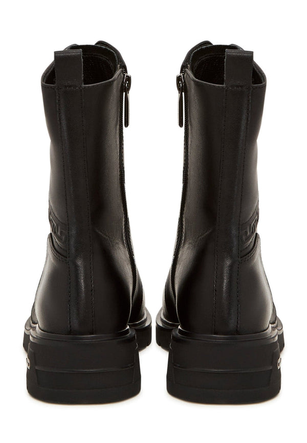 Botines casuales de piel con tacón en bloque