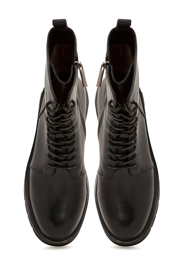 Botines casuales de piel con tacón en bloque