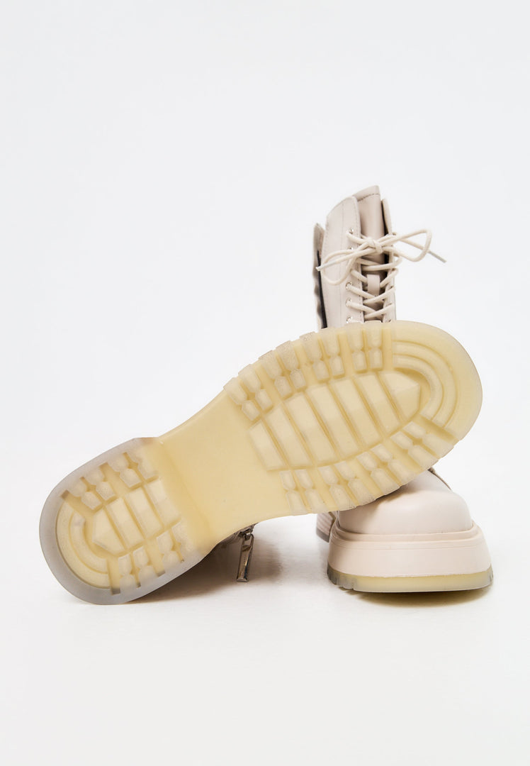 Leren enkellaarsjes met veters