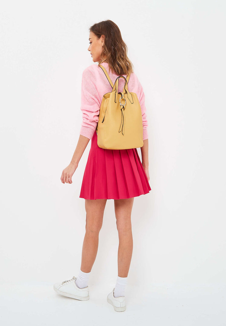 Ring Luxe Leather Backpack - Mustard