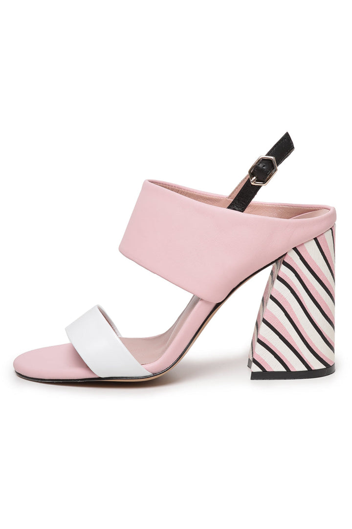 Gestreifte Pop-Sandalen - Rosa