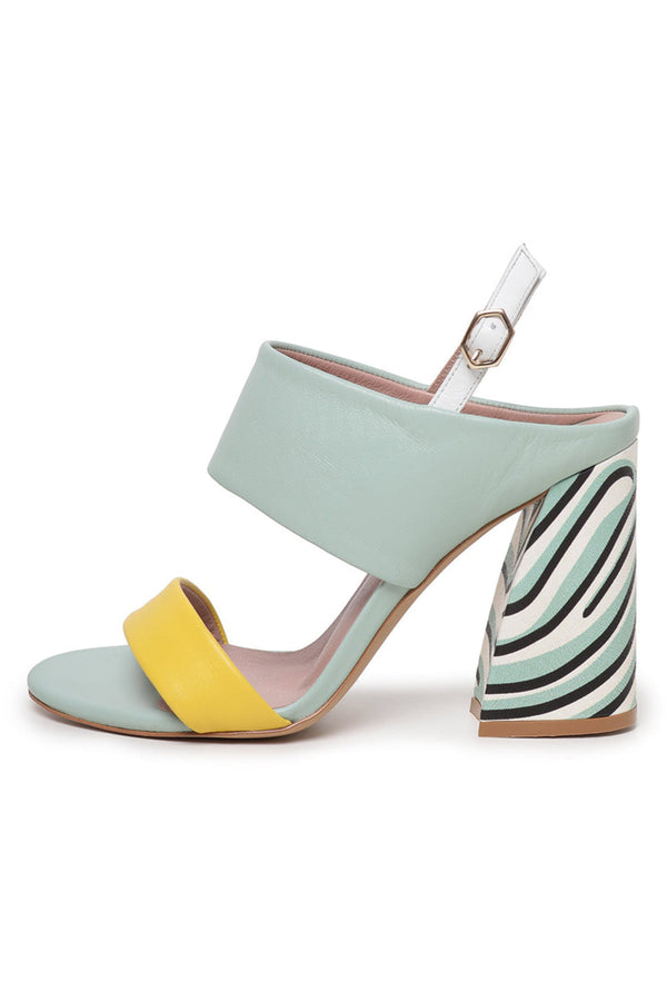 Gestreifte Pop-Sandalen - Mint