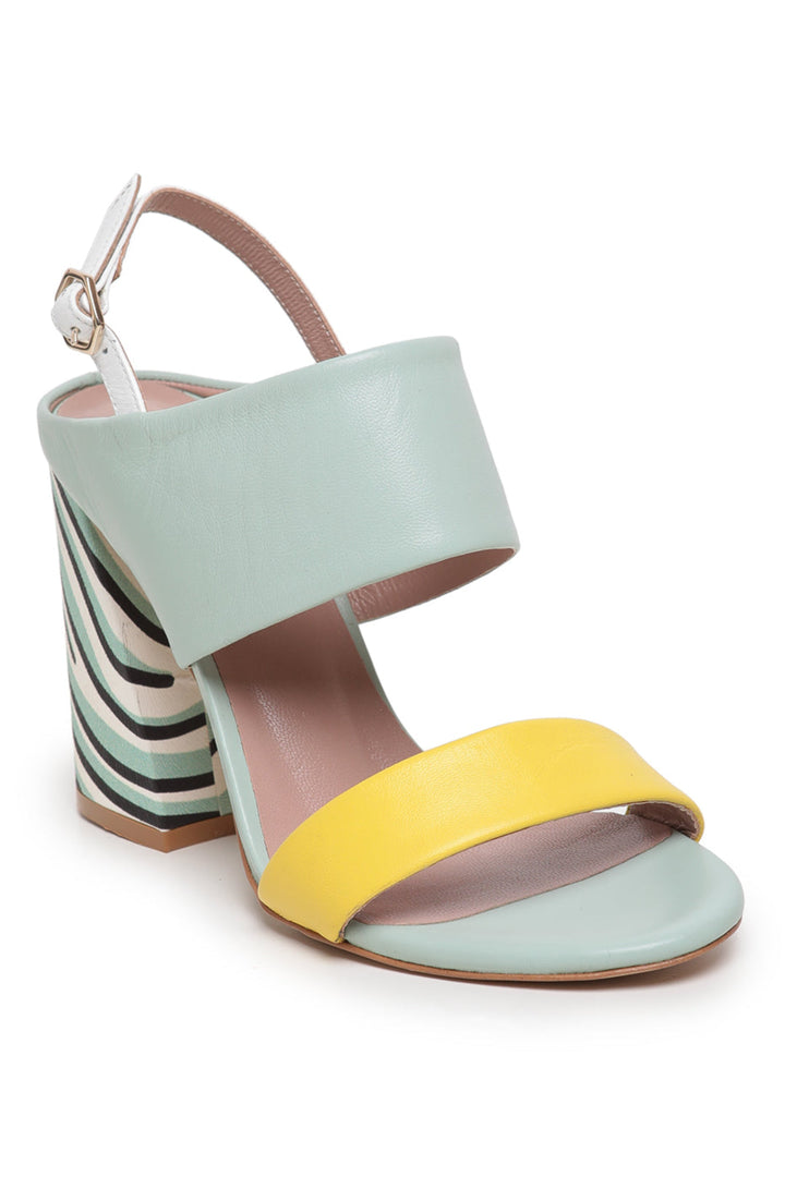 Gestreifte Pop-Sandalen - Mint