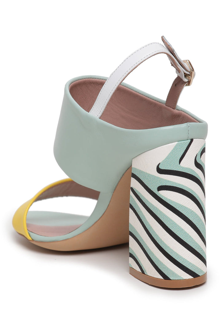 Gestreifte Pop-Sandalen - Mint