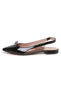 Bow Glint Slingbacks - Black