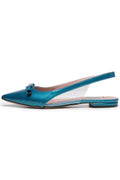 Bow Glint Slingbacks - Blue