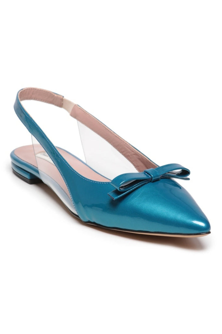 Bow Glint Slingbacks - Blue