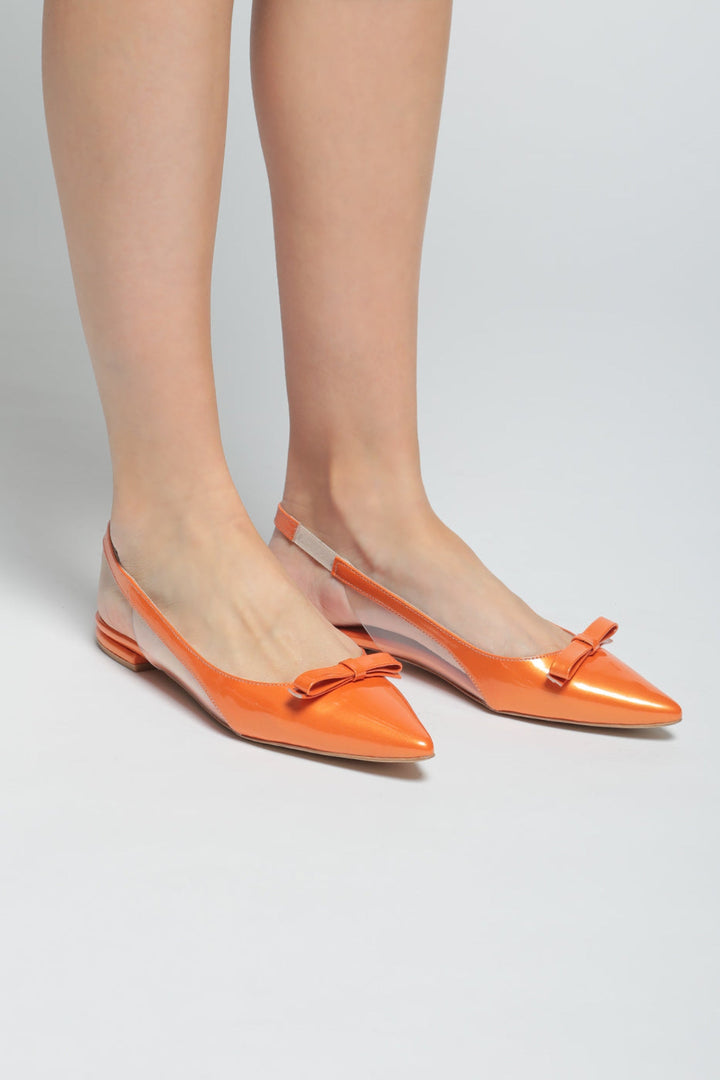 Bow Glint Slingbacks - Orange