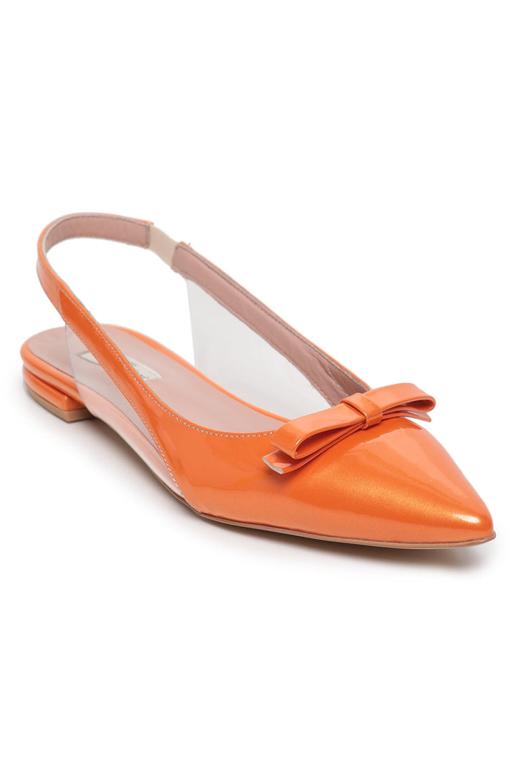 Bow Glint Slingbacks - Orange