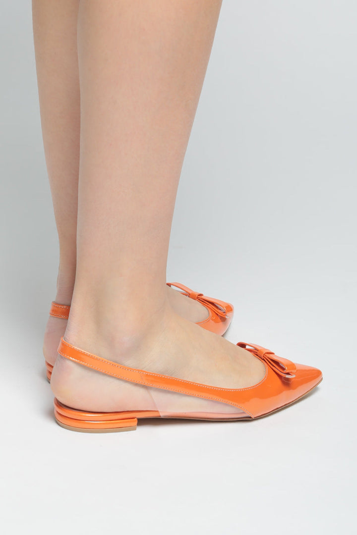 Bow Glint Slingbacks - Orange