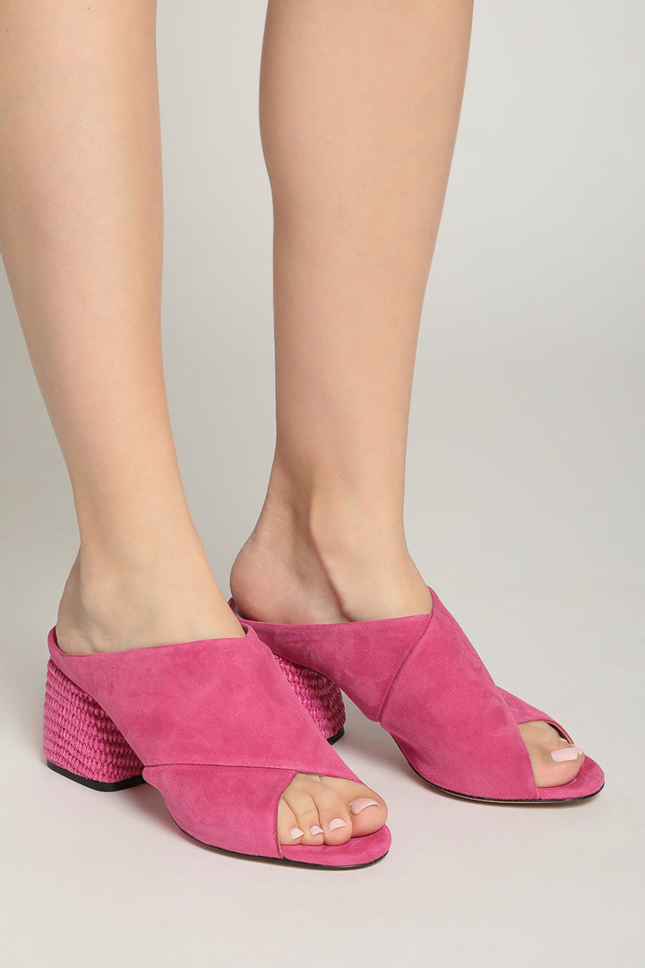Woven Charm Mules - Fucsia