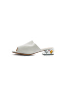 Gem Heel Slide Mules - White