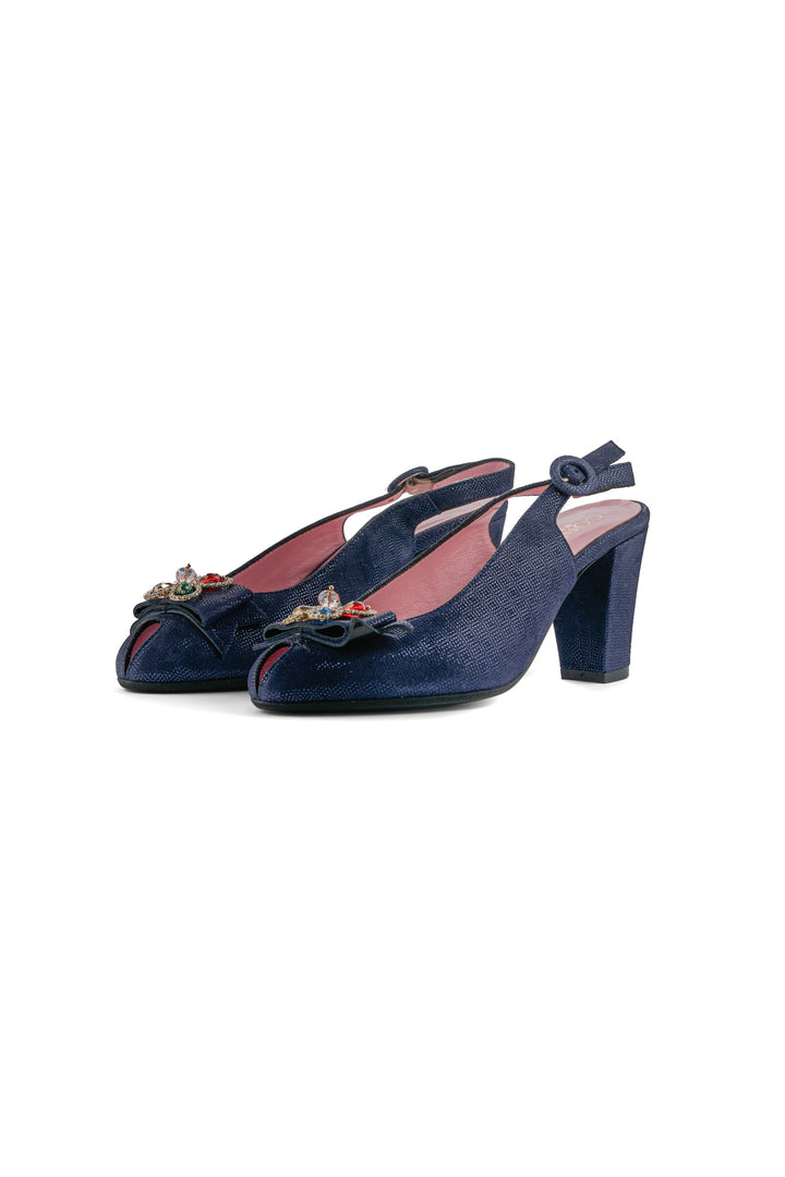 Royal Bloom Slingbacks - Marineblau