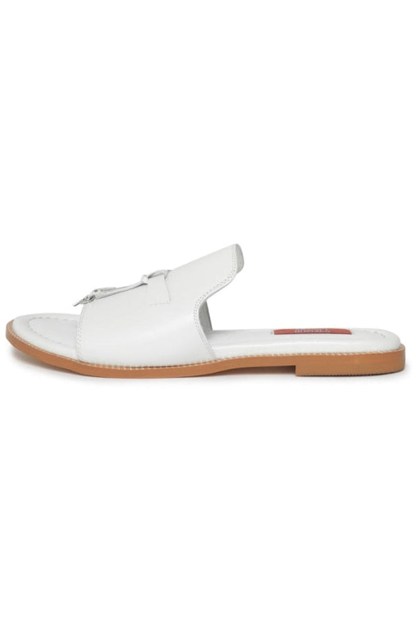 Tassel Stroll Mules - White
