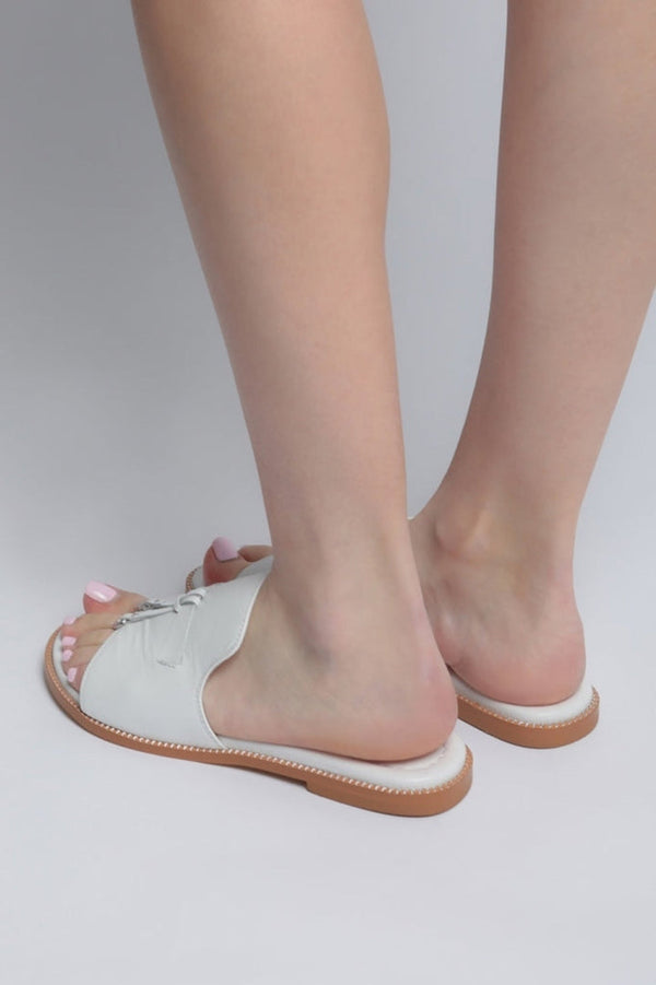 Tassel Stroll Mules - White