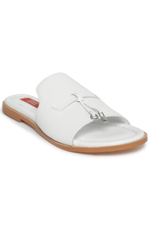 Tassel Stroll Mules - White