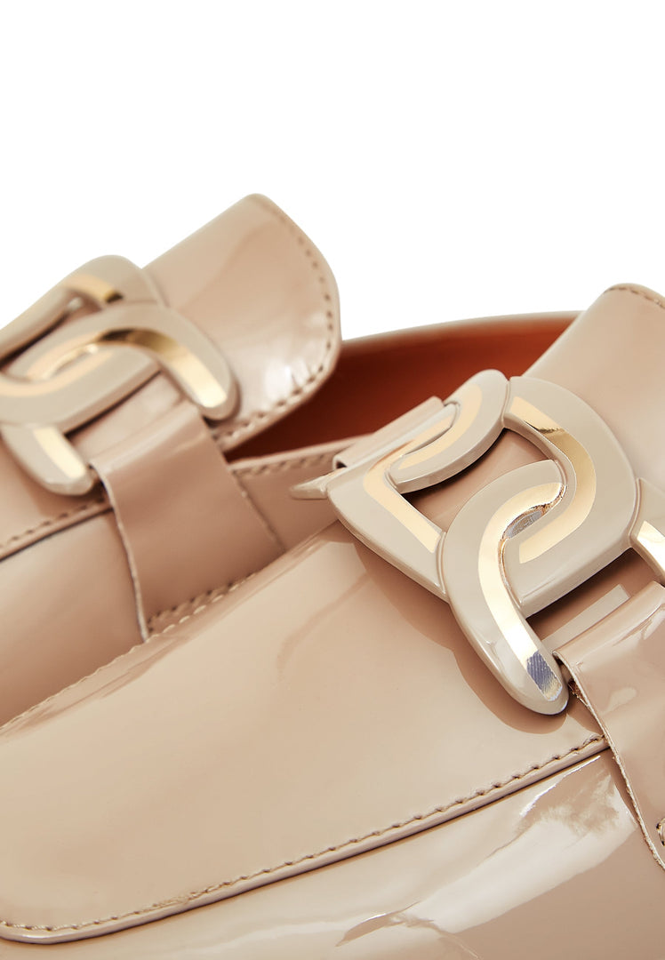 Glossy Charm Mules - Beige
