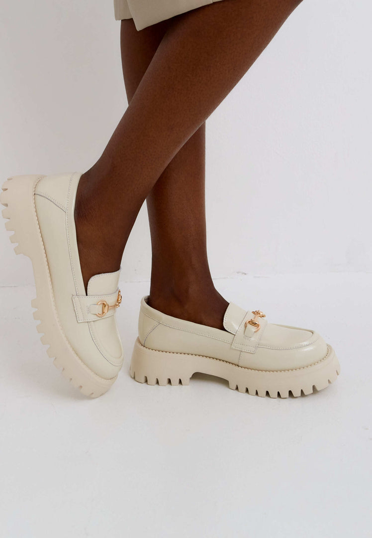 Luxe Chain Loafers - Beige