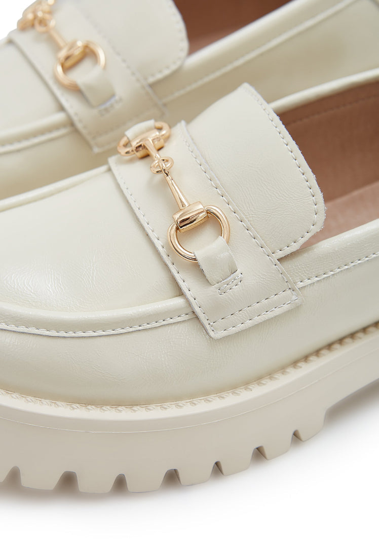 Luxe Chain Loafers - Beige