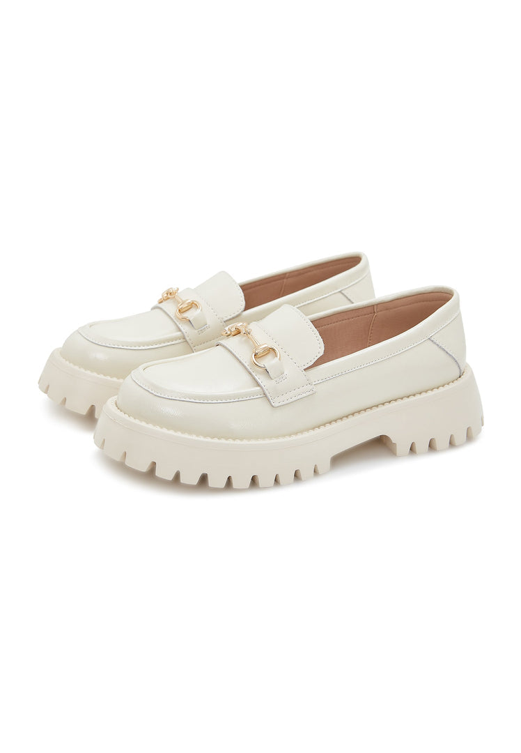 Luxe Chain Loafers - Beige