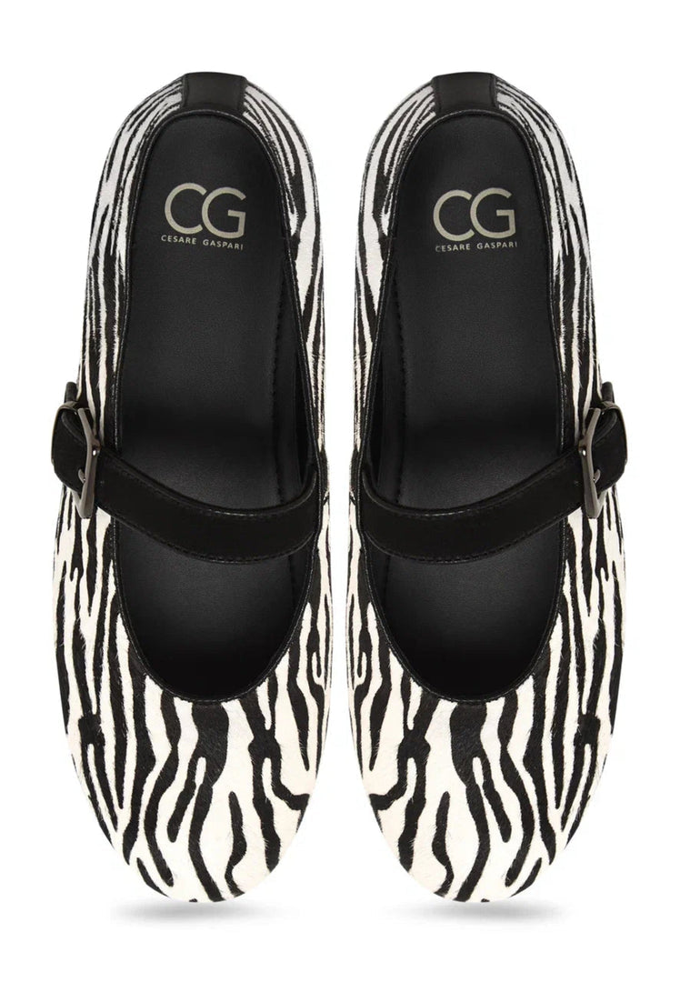 Chic Mary Jane Flats - Zebra