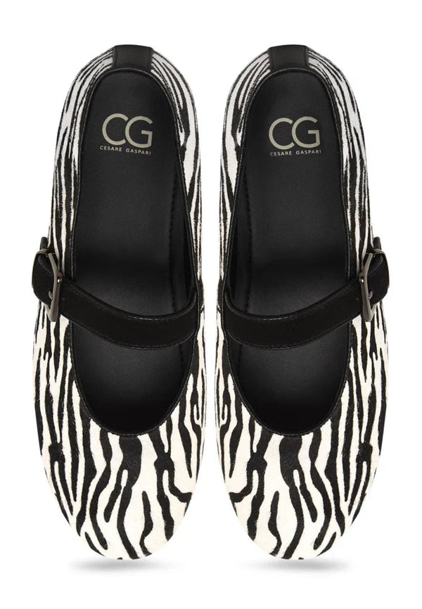 Chic Mary Jane Flats - Zebra