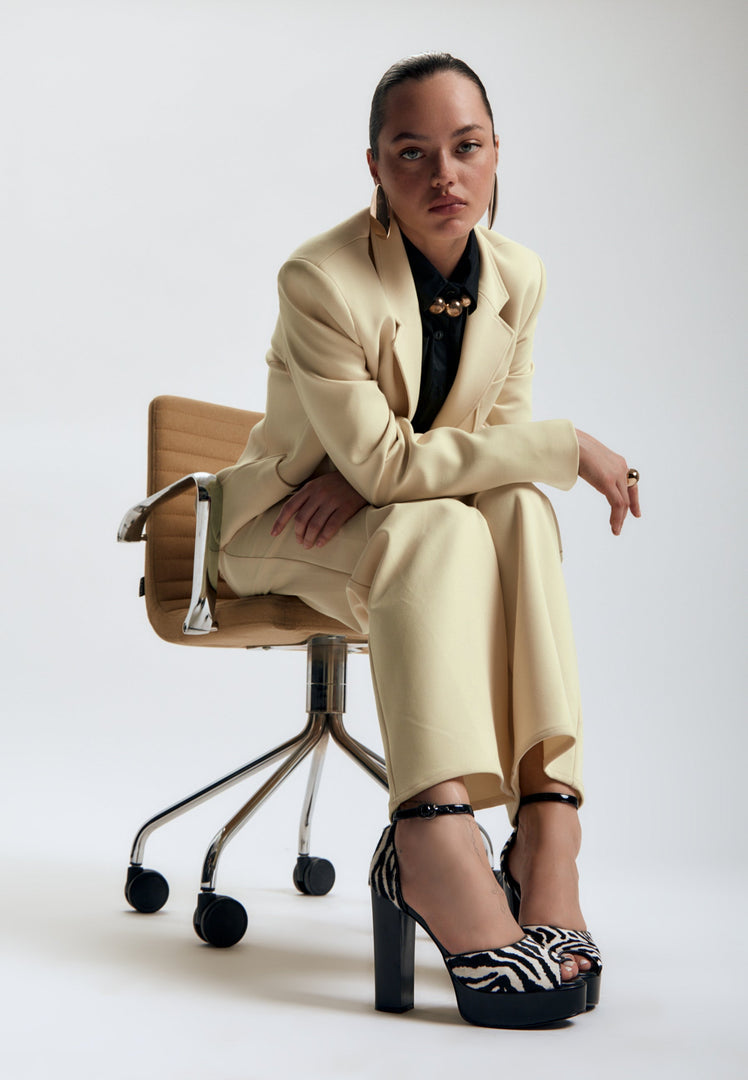 Charm Block Heel Pumps - Zebra