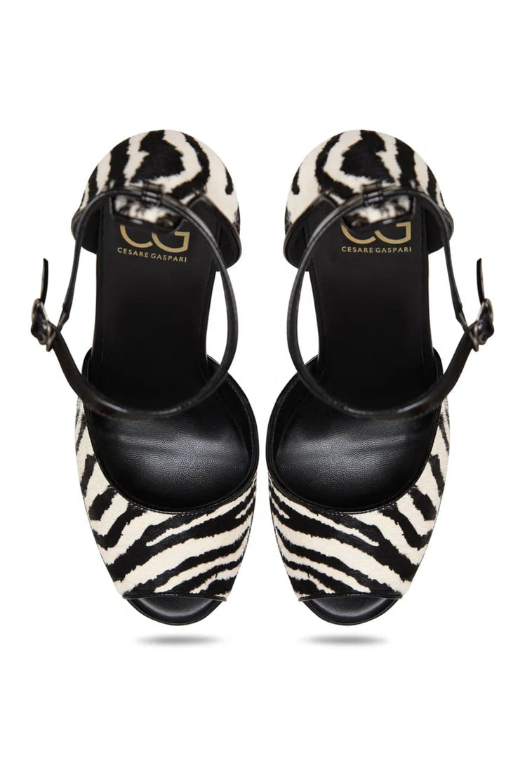 Charm Block Heel Pumps - Zebra
