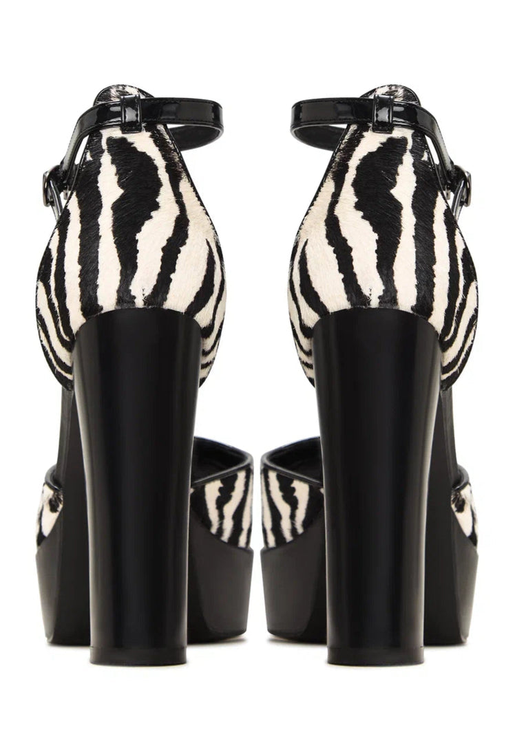 Charm Block Heel Pumps - Zebra